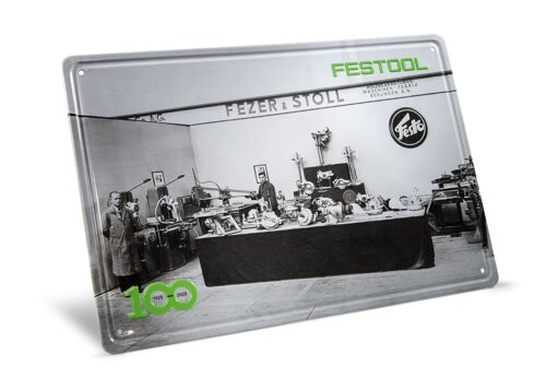 100 Jahre Blechschild Retro Messestand MES-FT2 100Y