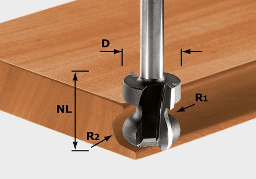 Griffleistenfräser HW S8 D22/16/R2,5+6
