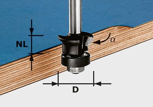 Fase-Bündigfräser HW S8 D24/0° +45°